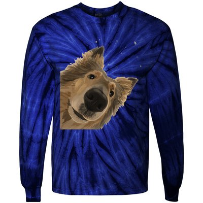 Funny Curious Dog Rough Collie Tie-Dye Long Sleeve Shirt