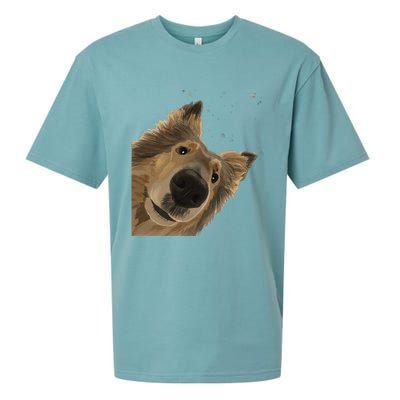 Funny Curious Dog Rough Collie Sueded Cloud Jersey T-Shirt