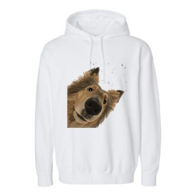 Funny Curious Dog Rough Collie Garment-Dyed Fleece Hoodie