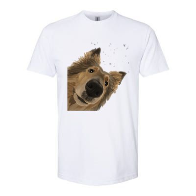 Funny Curious Dog Rough Collie Softstyle CVC T-Shirt