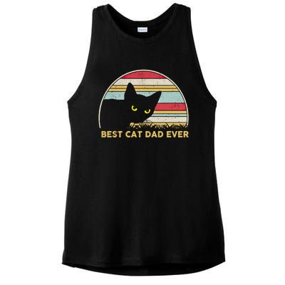 Funny Cat Dad Best Cat Dad Ever Cool Vintage Retro Cat Daddy Cool Gift Ladies PosiCharge Tri-Blend Wicking Tank