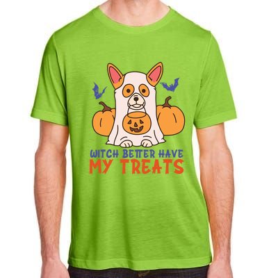 Funny Corgi Dog Lover Witch Better Have My Treats Halloween Gift Adult ChromaSoft Performance T-Shirt