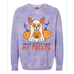 Funny Corgi Dog Lover Witch Better Have My Treats Halloween Gift Colorblast Crewneck Sweatshirt