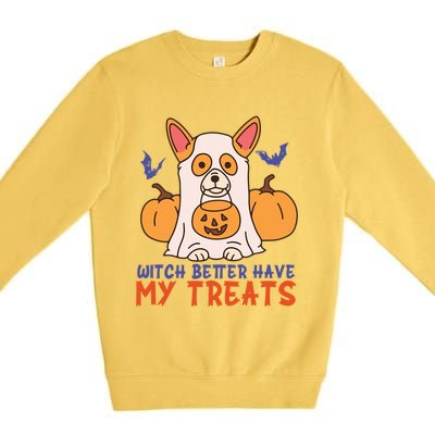 Funny Corgi Dog Lover Witch Better Have My Treats Halloween Gift Premium Crewneck Sweatshirt