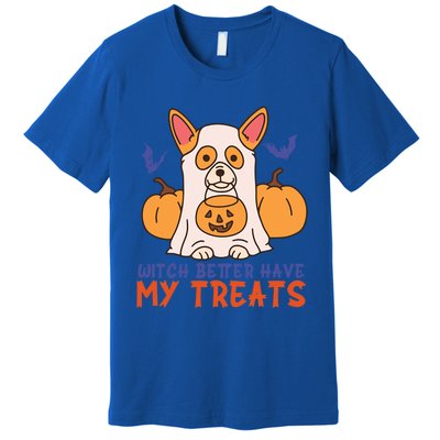 Funny Corgi Dog Lover Witch Better Have My Treats Halloween Gift Premium T-Shirt