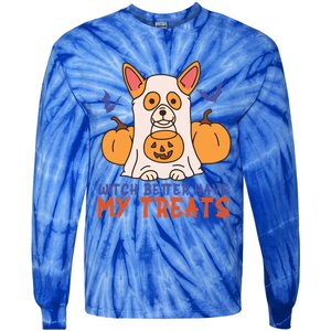 Funny Corgi Dog Lover Witch Better Have My Treats Halloween Gift Tie-Dye Long Sleeve Shirt