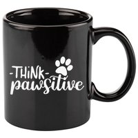 Funny Cute Dog Pawprint Gift Think Pawsitive 11oz C Handle Ceramic Mug