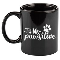 Funny Cute Dog Pawprint Gift Think Pawsitive 11oz C Handle Ceramic Mug