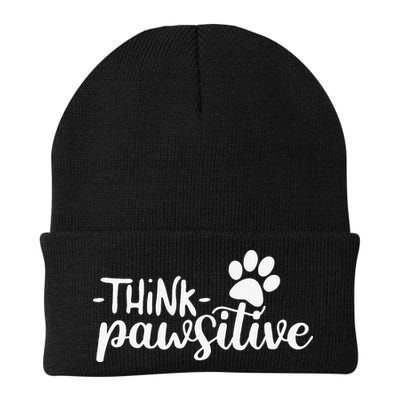 Funny Cute Dog Pawprint Gift Think Pawsitive Beanie