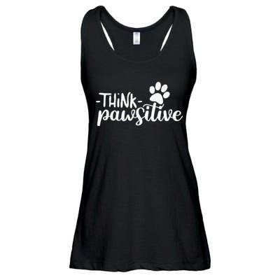 Funny Cute Dog Pawprint Gift Think Pawsitive Ladies Essential Flowy Tank