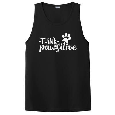 Funny Cute Dog Pawprint Gift Think Pawsitive PosiCharge Competitor Tank