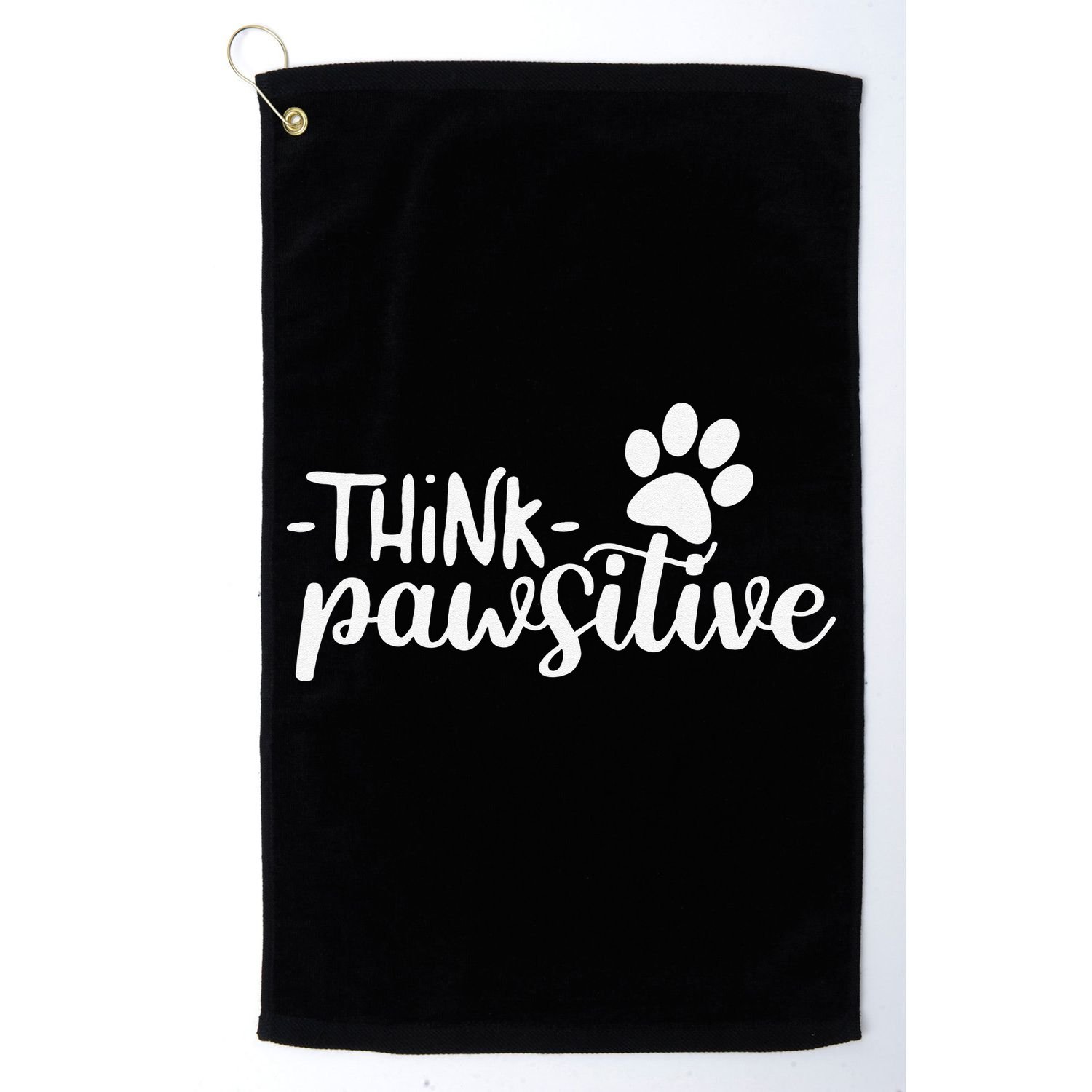 Funny Cute Dog Pawprint Gift Think Pawsitive Golf Towel