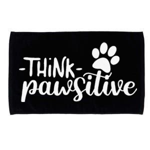 Funny Cute Dog Pawprint Gift Think Pawsitive Microfiber Hand Towel