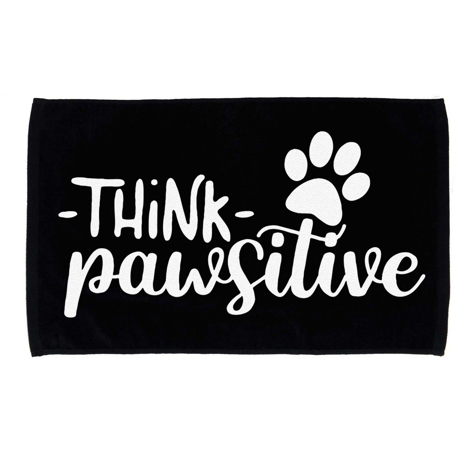 Funny Cute Dog Pawprint Gift Think Pawsitive Microfiber Hand Towel