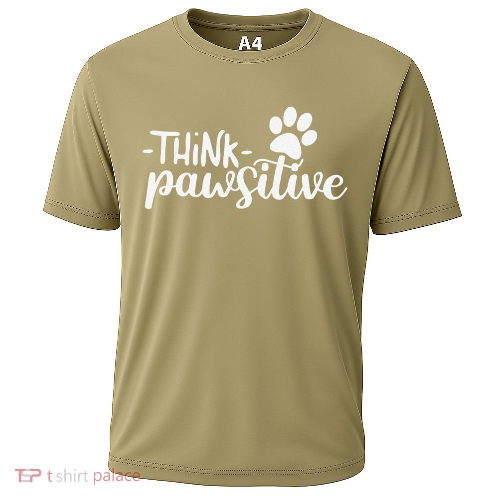 Funny Cute Dog Pawprint Gift Think Pawsitive Performance Shirt