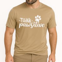 Funny Cute Dog Pawprint Gift Think Pawsitive Cooling Performance Crew T-Shirt