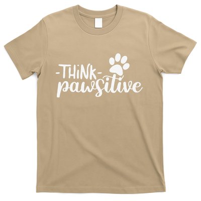 Funny Cute Dog Pawprint Gift Think Pawsitive T-Shirt