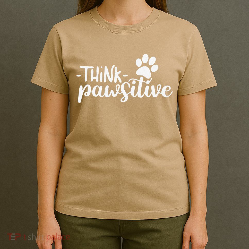 Funny Cute Dog Pawprint Gift Think Pawsitive T-Shirt