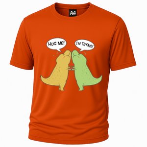 Funny Cute Dinosaur Trex Hug Me I'm Trying Cooling Performance Crew T-Shirt