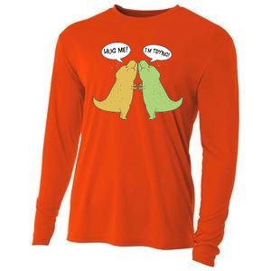 Funny Cute Dinosaur Trex Hug Me I'm Trying Cooling Performance Long Sleeve Crew