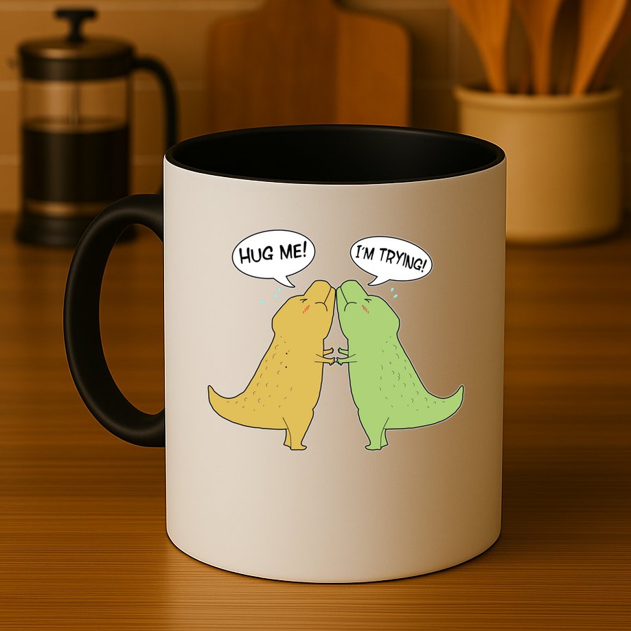 Funny Cute Dinosaur Trex Hug Me I'm Trying Mug