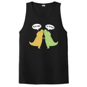 Funny Cute Dinosaur Trex Hug Me I'm Trying PosiCharge Competitor Tank