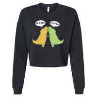 Funny Cute Dinosaur Trex Hug Me I'm Trying Cropped Pullover Crew