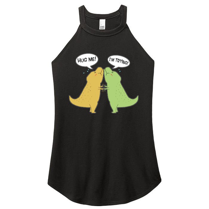 Funny Cute Dinosaur Trex Hug Me I'm Trying Women's Perfect Tri Rocker Tank