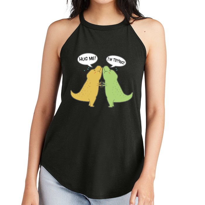 Funny Cute Dinosaur Trex Hug Me I'm Trying Women's Perfect Tri Rocker Tank