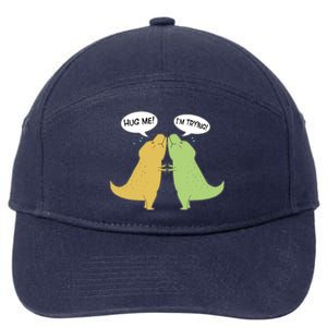 Funny Cute Dinosaur Trex Hug Me I'm Trying 7-Panel Snapback Hat