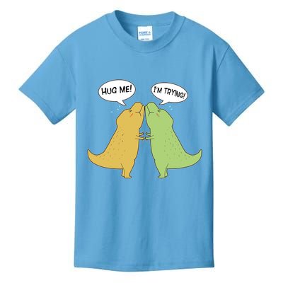 Funny Cute Dinosaur Trex Hug Me I'm Trying Kids T-Shirt