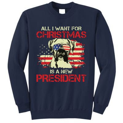 Funny Christmas Dog Anti Joe Biden Vintage American Flag Tall Sweatshirt