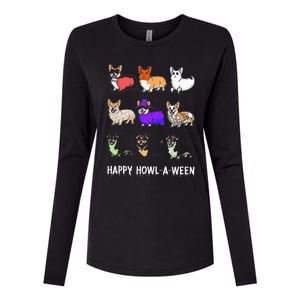 Funny Corgi Dog Halloween Happy Howloween Womens Cotton Relaxed Long Sleeve T-Shirt