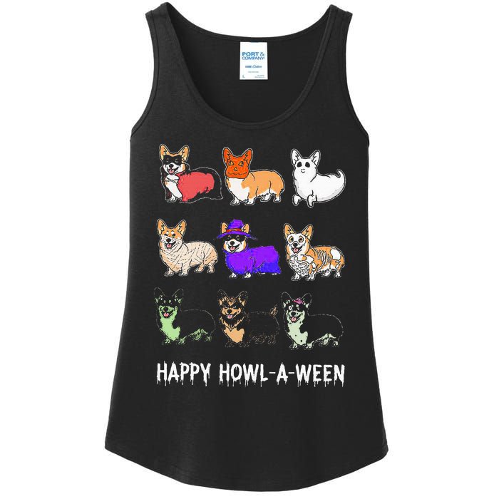 Funny Corgi Dog Halloween Happy Howloween Ladies Essential Tank