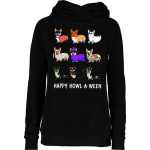 Funny Corgi Dog Halloween Happy Howloween Womens Funnel Neck Pullover Hood