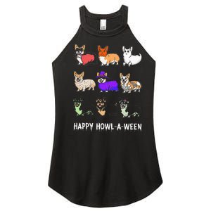 Funny Corgi Dog Halloween Happy Howloween Women's Perfect Tri Rocker Tank