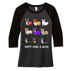 Funny Corgi Dog Halloween Happy Howloween Women's Tri-Blend 3/4-Sleeve Raglan Shirt