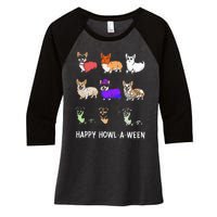 Funny Corgi Dog Halloween Happy Howloween Women's Tri-Blend 3/4-Sleeve Raglan Shirt