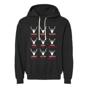 Funny Christmas Deer Hunters All Of SantaS Reindeer Garment-Dyed Fleece Hoodie