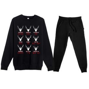 Funny Christmas Deer Hunters All Of SantaS Reindeer Premium Crewneck Sweatsuit Set