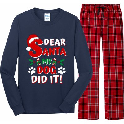 Funny Christmas Dog Lover Dear Santa My Dog Did It Long Sleeve Pajama Set