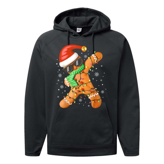 Funny Christmas Dabbing Gingerbread Xmas Pajamas Performance Fleece Hoodie