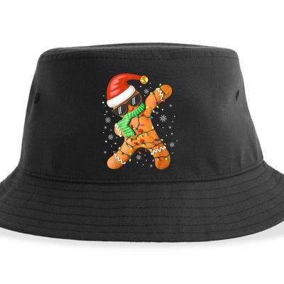 Funny Christmas Dabbing Gingerbread Xmas Pajamas Sustainable Bucket Hat