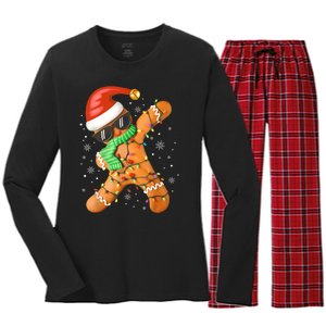 Funny Christmas Dabbing Gingerbread Xmas Pajamas Women's Long Sleeve Flannel Pajama Set 