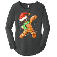 Funny Christmas Dabbing Gingerbread Xmas Pajamas Women's Perfect Tri Tunic Long Sleeve Shirt