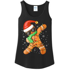 Funny Christmas Dabbing Gingerbread Xmas Pajamas Ladies Essential Tank