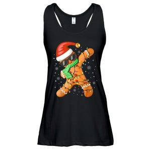 Funny Christmas Dabbing Gingerbread Xmas Pajamas Ladies Essential Flowy Tank