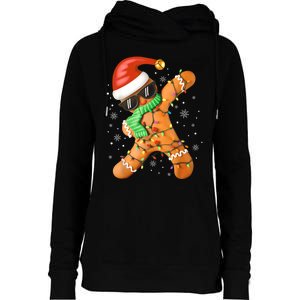 Funny Christmas Dabbing Gingerbread Xmas Pajamas Womens Funnel Neck Pullover Hood