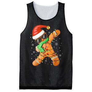 Funny Christmas Dabbing Gingerbread Xmas Pajamas Mesh Reversible Basketball Jersey Tank