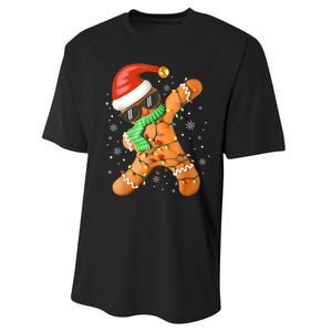 Funny Christmas Dabbing Gingerbread Xmas Pajamas Performance Sprint T-Shirt